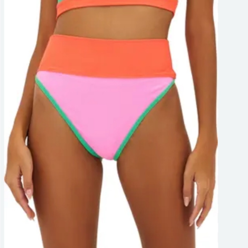 Beach Riot Emmy Bikini Bottom - Pink Coral Beach Colorblock